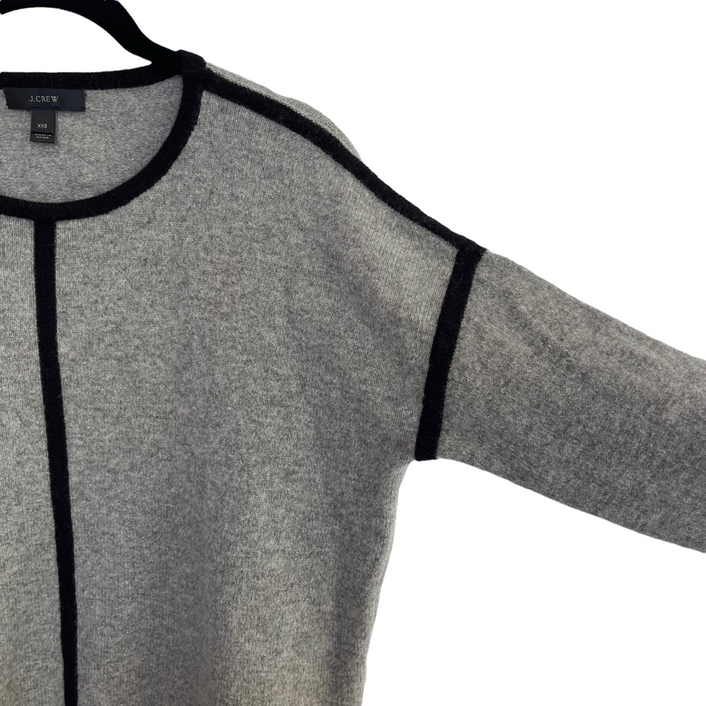 J. Crew 100% Wool Tipped Sweater Tunic Grey Stripe - Picture 6 of 9